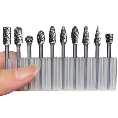 جودة 10 قطعة من لقم الحفر الدوارة المصنوعة من كربيد التنجستن بقطر ساق 1/8 بوصة، مع رأس بحجم 3*6 ملم لأعمال المعادن الدقيقة مصنع