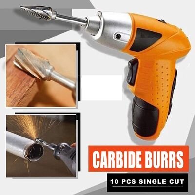 سعر جيد الأدوات المعدنية مجموعة الكربيد الصلبة، 10 أجزاء قطعة مزدوجة كربيد التونغستين مجموعة الكربيد الدوارة، 1/4 بوصة الشوكة الموت طاحونة قطع الانترنت